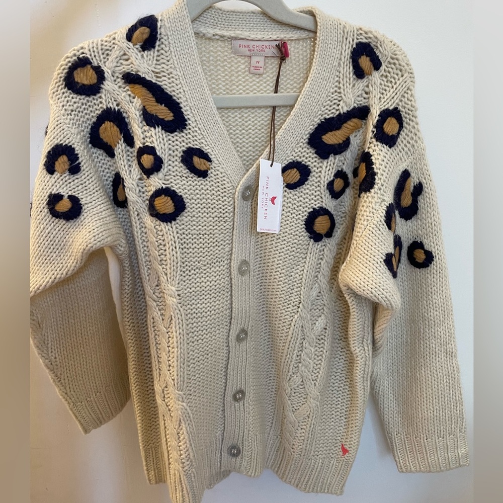 Pink Chicken Button Up Sweater